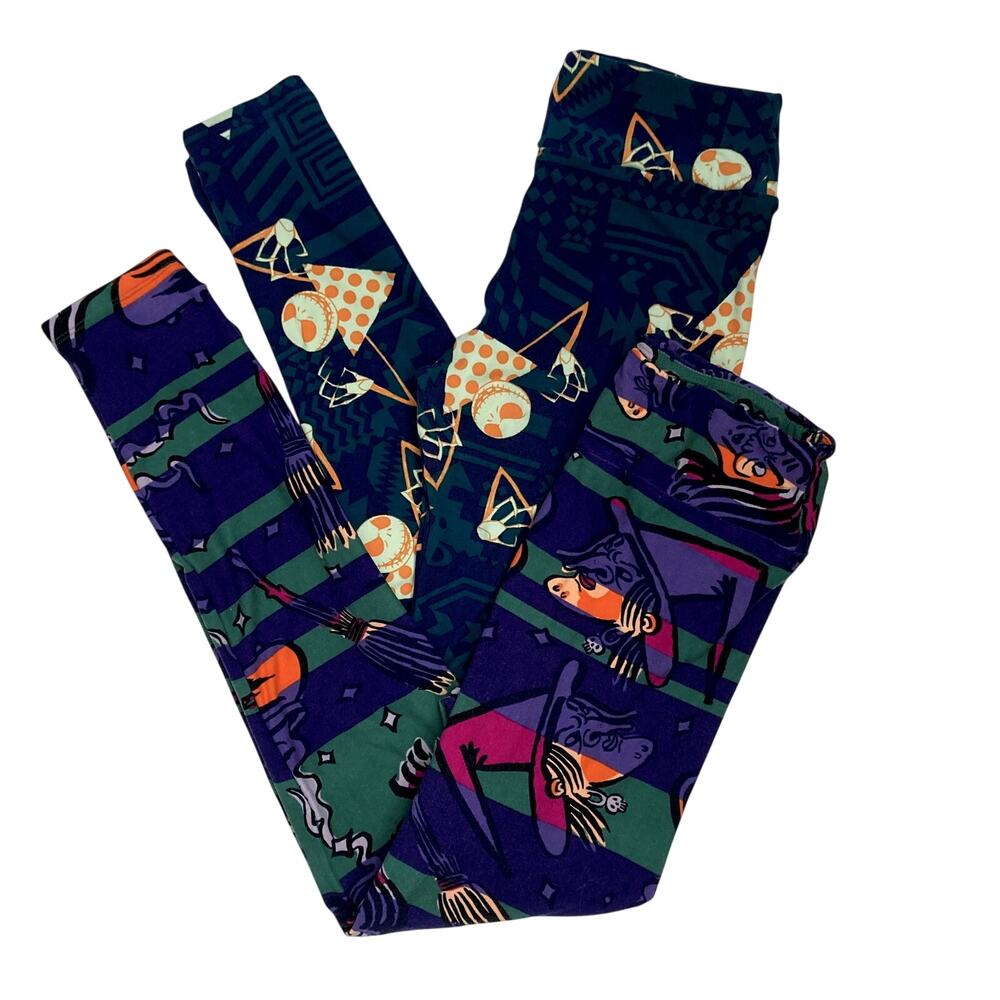 Lularoe Nightmare Before Christmas Halloween Witch Leggings Bundle One Size
